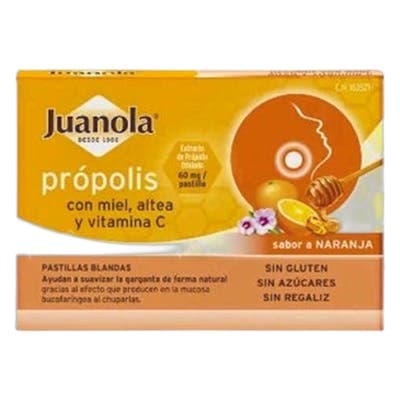 Juanola Propolis Miel Altea y Vitamina C 24 Pastillas Sabor Naranja