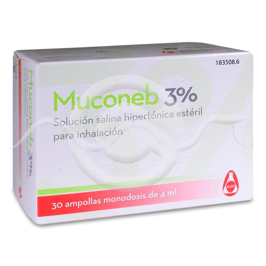 Muconeb 3% Solucion Salina Hiperton Inhalacion Cloruro de Sodio 3% 30 Ampollas