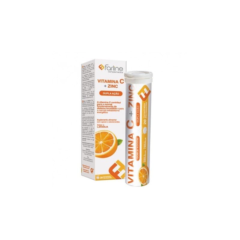 Farline Complementos Vitamina C y Zinc 20 Comprimidos Efervescentes