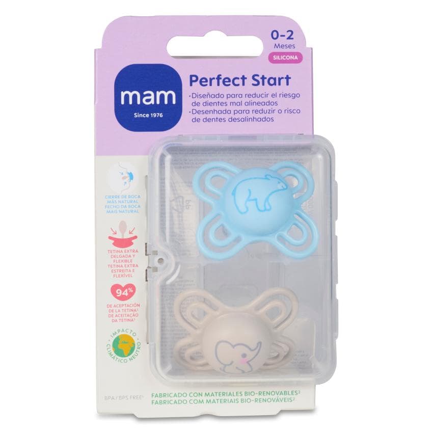 Chupete Silicona Mam Perfect Start An 0 -2 Meses 2 Unidades