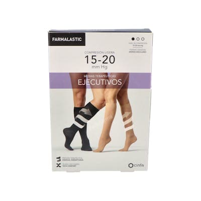 Media Calcetin Ejecutivo Compresion Ligera Farmalastic 1 Unidad Talla L Mujer Color Camel