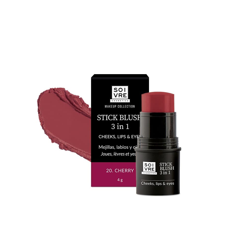 Soivre Cosmetics Blush 3 In 1 Mejillas Labios y Ojos 1 Stick 4 G Color Cherry Vsc