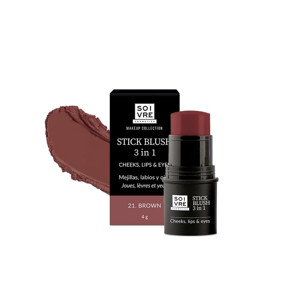 Soivre Cosmetics Blush 3 In 1 Mejillas Labios y Ojos 1 Stick 4 G Color Brown Vcs