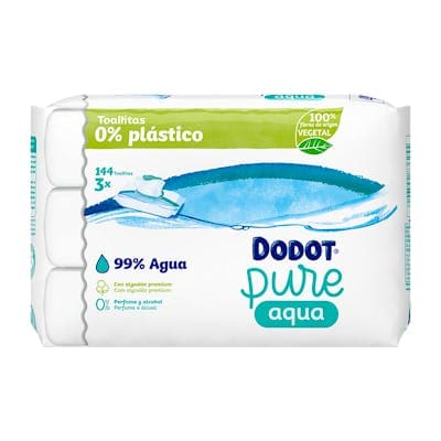 Dodot Aqua Pure Toallitas Humedas para Bebes 3 Envases 48 Unidades Plastic Free Pack Promociona