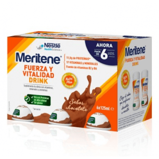 Meritene Fuerza y Vitalidad Drink 6 Botellas 180 ML Sabor Chocolate