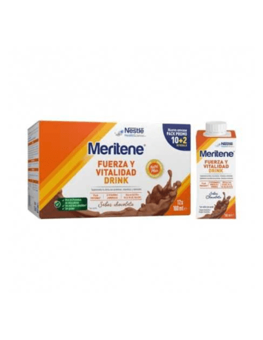 Meritene Fuerza y Vitalidad Drink 4 Botellas 180 ML Sabor Chocolate