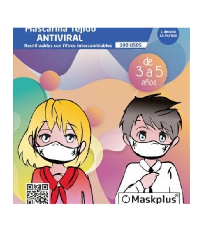 Mascarilla Maskplus Antiviral Infantil 6-12 Años Covid