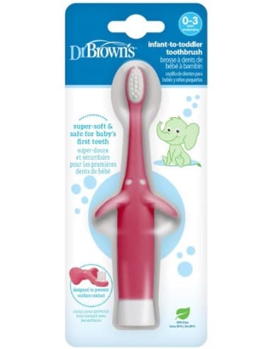 Cepillo Dientes Bebe y Niño Pequeño Dr Brown´s 1 Unidad Color Rosa