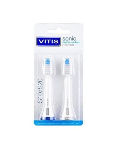 Cepillo Dental Electrico Vitis Sonic S10 / S20 Medio 2u Recambio Cabezal