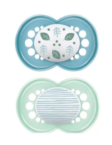 Chupete Silicona Fisiologico Mam Original + 6 Meses 2 Unidades Color Azul