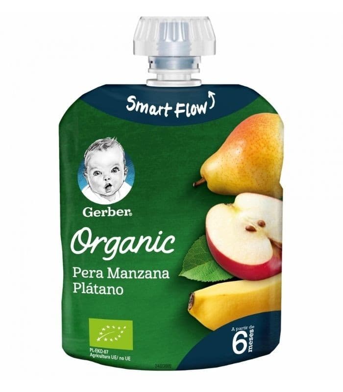 Gerber Organic Pera Manzana Platano 1 Pouch 90 G