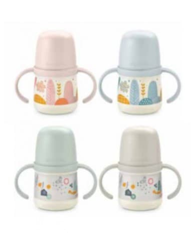 Biberon Silicona Suavinex Entrena 1 Unidad 150 ML con Asas de Colores +4 Meses