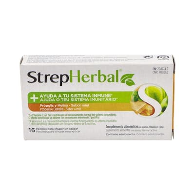 Strepherbal 16 Pastillas para Chupar Sabor Propolis Melisa Miel