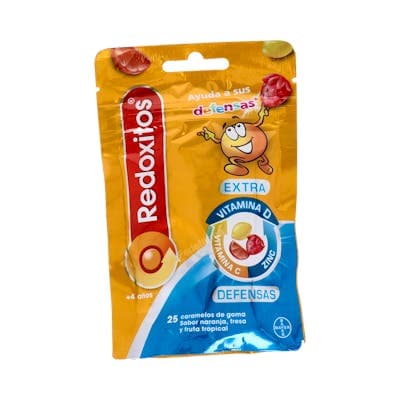 Redoxitos Extra Defensas 25 Caramelos Goma Sabor Naranja Fresa y Fruta Tropical