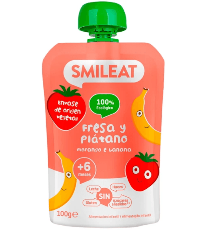 Smileat Pouch Eco 1 Bolsa 100 G Sabor Fresa y Platano