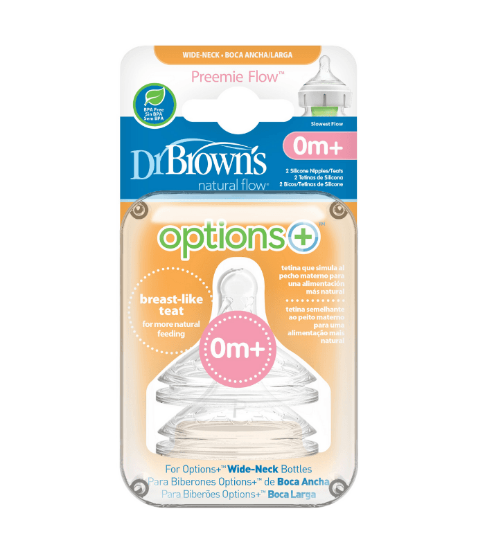 Tetina Silicona Prematuro Dr Brown´s Natural Flow + 0 Meses 2 Unidades